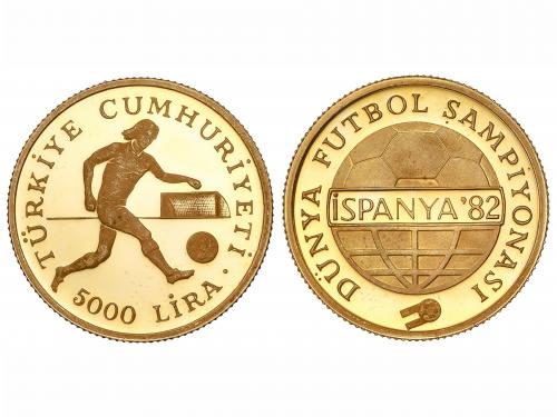 TURQUÍA. 5.000 Lira. 1982. 7,20 grs. AU. Mundial de Fútbol E