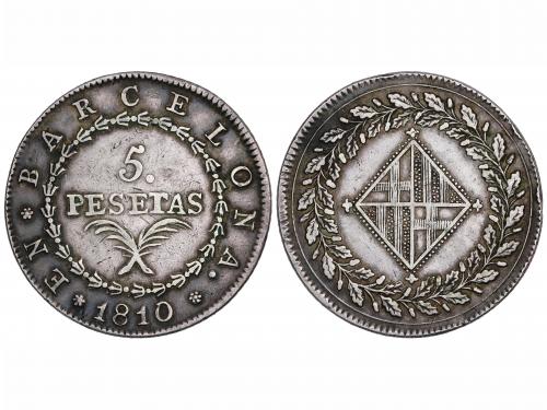 OCUPACIÓN NAPOLEÓNICA de CATALUNYA. 5 Pesetas. 1810. BARCELO