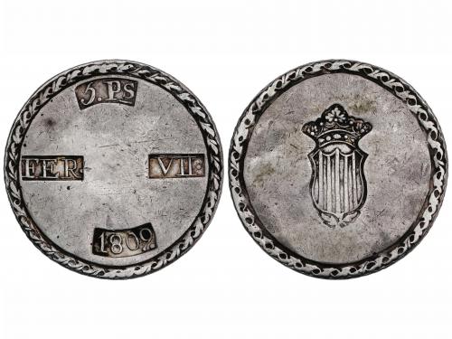 FERNANDO VII. 5 Pesetas. 1809. TARRAGONA. Anv.: Cero de la f