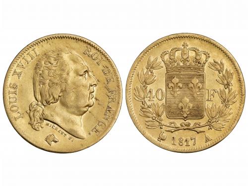 FRANCIA. 40 Francos. 1817-A. LUÍS XVIII. PARÍS. 12,86 grs. A