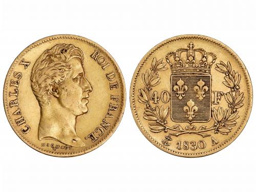 FRANCIA. 40 Francos. 1830-A. CARLOS X. PARÍS. 12,74 grs. AU.