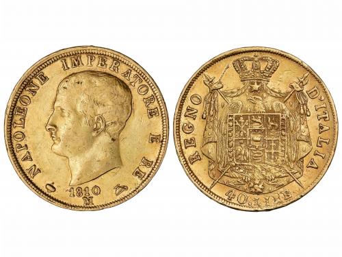 ESTADOS ITALIANOS. 40 Liras. 1810-M. REINO DE NAPOLEÓN. MILÁ