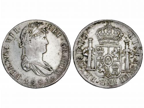 FERNANDO VII. 8 Reales. 1821. ZACATECAS. R.G. 26,77 grs. Pát