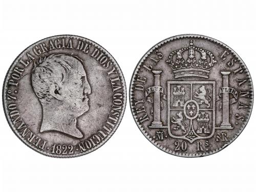 FERNANDO VII. 20 Reales. 1822. MADRID. S.R. 26,61 grs. (Pequ