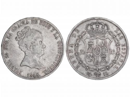 ISABEL II. 20 Reales. 1848. MADRID. C.L. 26,11 grs. (Pequeño