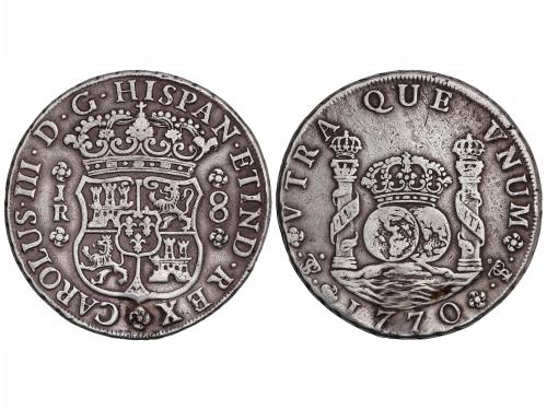 CARLOS III. 8 Reales. 1770. POTOSÍ. J.R. 26,49 grs. Columnar