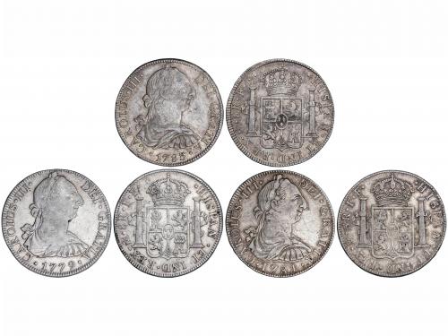 CARLOS III. Lote 3 monedas 8 Reales. 1779, 1781 y 1783. MÉXI