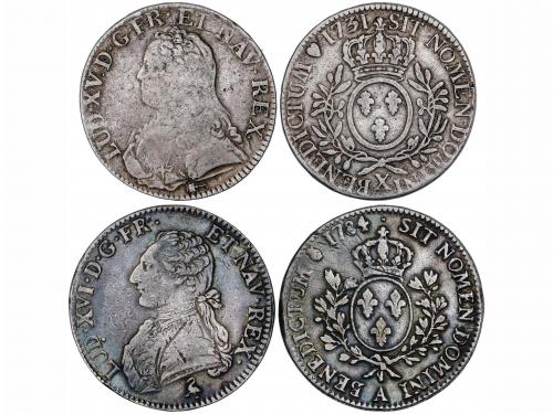 FRANCIA. Lote 2 monedas Ecu. 1731-X y 1784-A. LUIS XV y LUIS