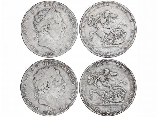 GRAN BRETAÑA. Lote 2 monedas Corona. 1819-LX y 1820-LX. JORG