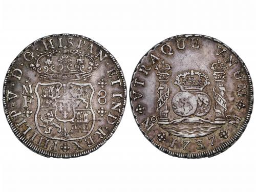 FELIPE V. 8 Reales. 1737. MÉXICO. M.F. 27,01 grs. Columnario