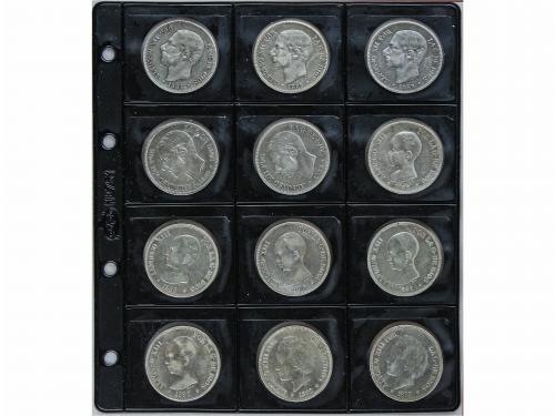 LOTES CENTENARIO. Lote 30 monedas 5 Pesetas. 1870 a 1899. GO