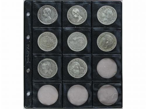 LOTES CENTENARIO. Lote 20 monedas 5 Pesetas. 1870 a 1898. GO