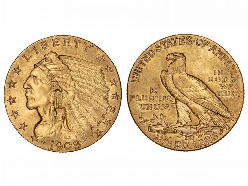 ESTADOS UNIDOS. 2-1/2 Dólares. 1908. FILADELFIA. 4,17 grs. A