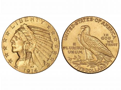 ESTADOS UNIDOS. 5 Dólares. 1914-D. DENVER. 8,33 grs. AU. Ind
