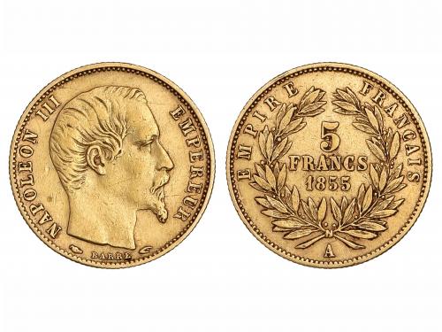 FRANCIA. 5 Francos. 1855-A. NAPOLEÓN III. PARÍS. 1,57 grs. A