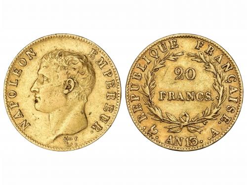 FRANCIA. 20 Francos. Año 13-A. NAPOLEON EMPERAUR. PARÍS. 6,4