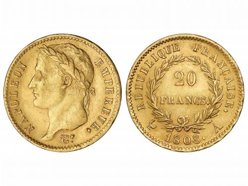 FRANCIA. 20 Francos. 1808-A. NAPOLEON EMPEREUR REPUBLIQUE FR