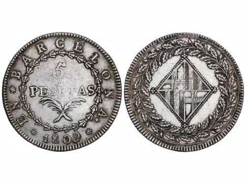 OCUPACIÓN NAPOLEÓNICA de CATALUNYA. 5 Pesetas. 1809. BARCELO