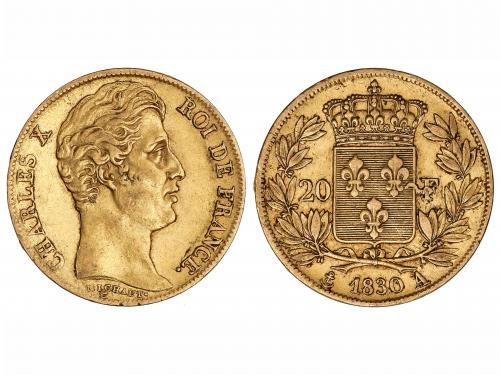FRANCIA. 20 Francos. 1830-A. CARLOS X. PARÍS. 6,44 grs. AU. 