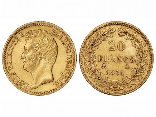 FRANCIA. 20 Francos. 1831-A. LUIS FELIPE I. PARÍS. 6,39 grs.