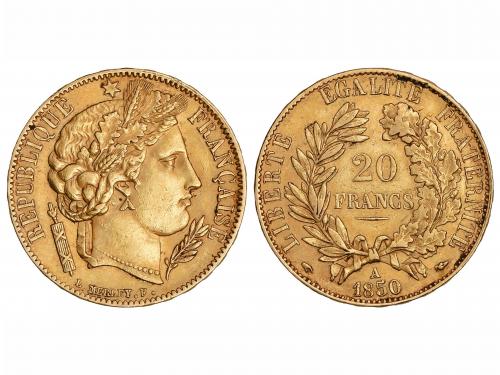 FRANCIA. 20 Francos. 1850-A. II REPÚBLICA. PARÍS. 6,40 grs. 