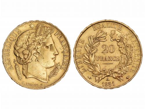 FRANCIA. 20 Francos. 1851-A. II REPÚBLICA. PARÍS. 6,42 grs. 