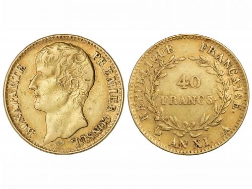 FRANCIA. 40 Francos. Año XI-A. BONAPARTE. PREMIER CONSUL. PA