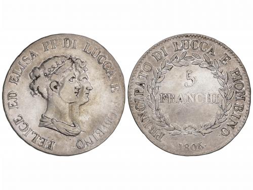 ESTADOS ITALIANOS. 5 Francos. 1806. FÉLIX y ELISA BONAPARTE.
