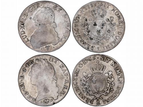FRANCIA. Lote 2 monedas Ecu. 1765-L y 1787-L. LUIS XV y LUIS