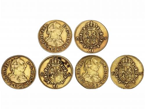 CARLOS III. Lote 3 monedas 1/2 Escudo. 1786. MADRID. D.V. AC