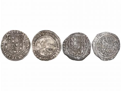 REYES CATÓLICOS. Lote 2 monedas 1 Real. SEVILLA y TOLEDO. Se