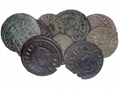 FELIPE IV. Lote 10 monedas 8 (3) y 16 Maravedís (7). VARIAS 
