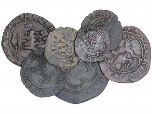 REYES CATÓLICOS. Lote 7 monedas Blanca a 4 Maravedís. VARIAS
