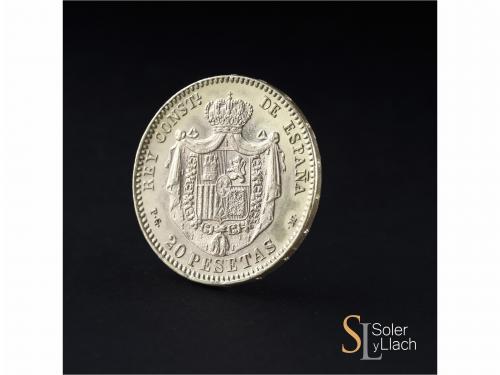 ALFONSO XIII. 20 Pesetas. 1892 (*18-92). P.G.-M. (Leves golp
