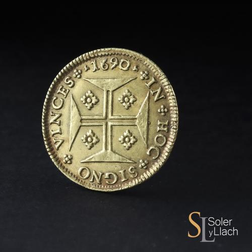 PORTUGAL. 4.000 Reis. 1690. PEDRO II. LISBOA. 10,74 grs. (Le