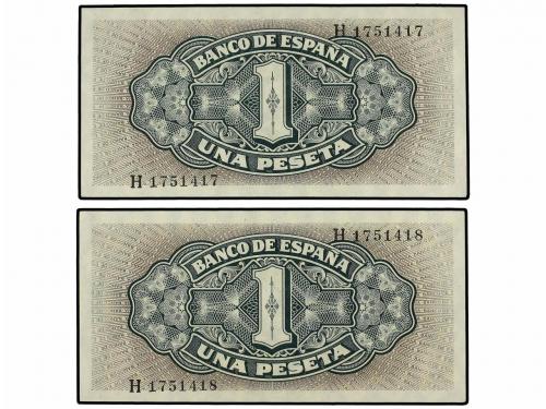 ESTADO ESPAÑOL. Lote 2 billetes 1 Peseta. 4 Septiembre 1940.