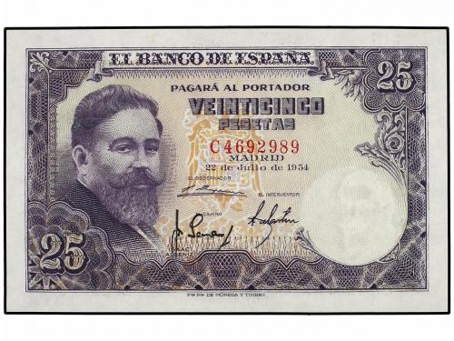 ESTADO ESPAÑOL. Lote 2 billetes 25 Pesetas. 22 Julio 1954. A