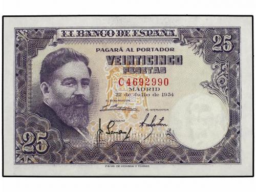 ESTADO ESPAÑOL. Lote 2 billetes 25 Pesetas. 22 Julio 1954. A