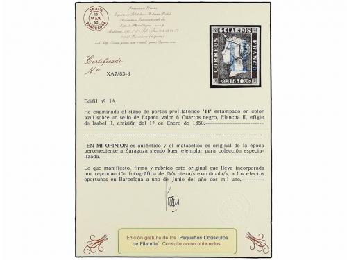 ° ESPAÑA. Ed. 1A. 6 cuartos negro, tipo II. Mat. "11" de ZAR