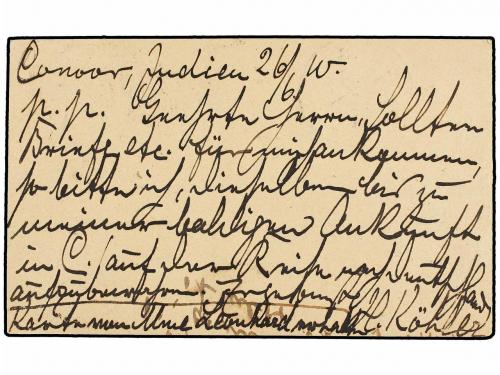 ✉ INDIA. 1910. COONOOR to CAIRO (Egypt). 1/4 an. Postal Stat