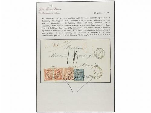 ¿ EGIPTO. 1875 (Mai 27). MASSAWA (Eritrea) to MARSEILLE (Fra