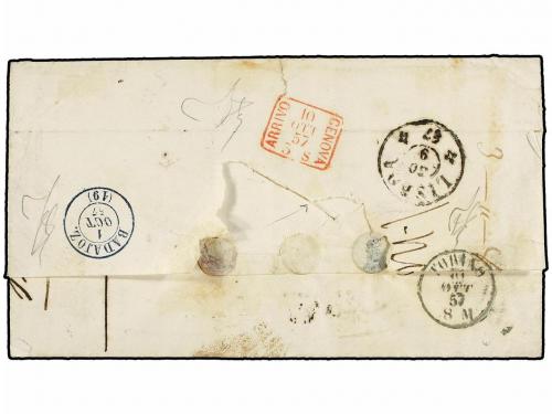 ¿ CABO VERDE. 1857. SAO VICENTE a GÉNOVA. Carta circulada ví