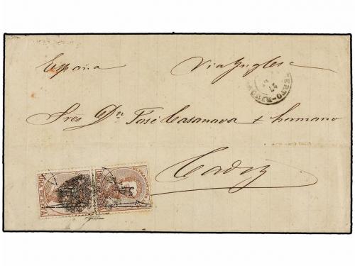 ✉ PUERTO RICO. Ed. 3 (2). 1875. SAN JUAN a CÁDIZ. 1 pta. cas