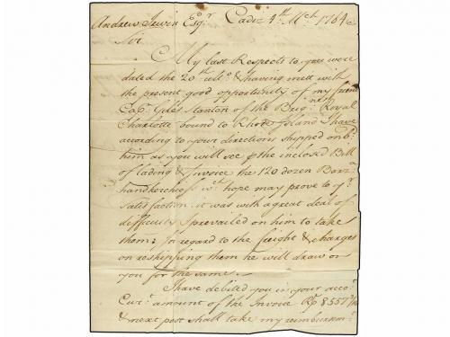 ✉ ANTILLAS DANESAS. 1764 (March 17). INCOMING MAIL FROM SPAI