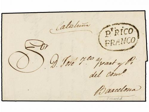 ✉ PUERTO RICO. 1829 (25 Agosto). S. JUAN a BARCELONA. Carta 