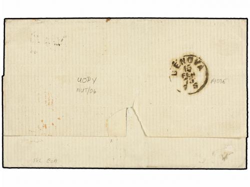 ¿ PUERTO RICO. 1875. S. JUAN a GÉNOVA. Circulada con sellos