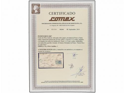 ✉ PUERTO RICO. Ant. 8, 10. 1865. PONCE a SANTA ISABEL. Frent