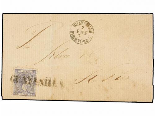 ✉ PUERTO RICO. Ed. 16. 1877. GUAYANILLA a S. JUAN. 25 cts. a