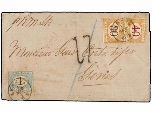 ✉ JAMAICA. 1873. KINGSTON a GÉNOVA. Circulada en el vapor "E