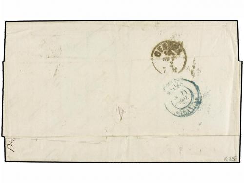 ✉ MEXICO. 1872. VERACRUZ a GÉNOVA. Circulada con sellos de 1